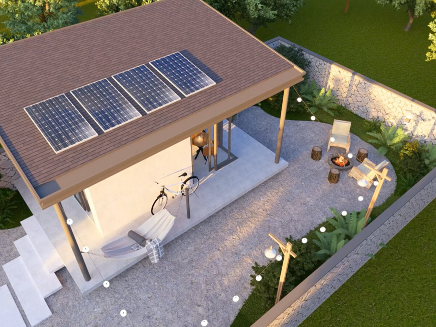 Tiny house 4x5 meters with blueprints featuring a very relaxing loft space